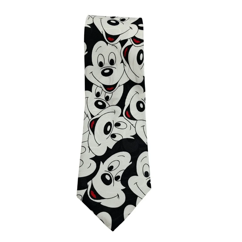 Disney Mickey Mouse Necktie Mens Vintage Black White Balancine Tie Works